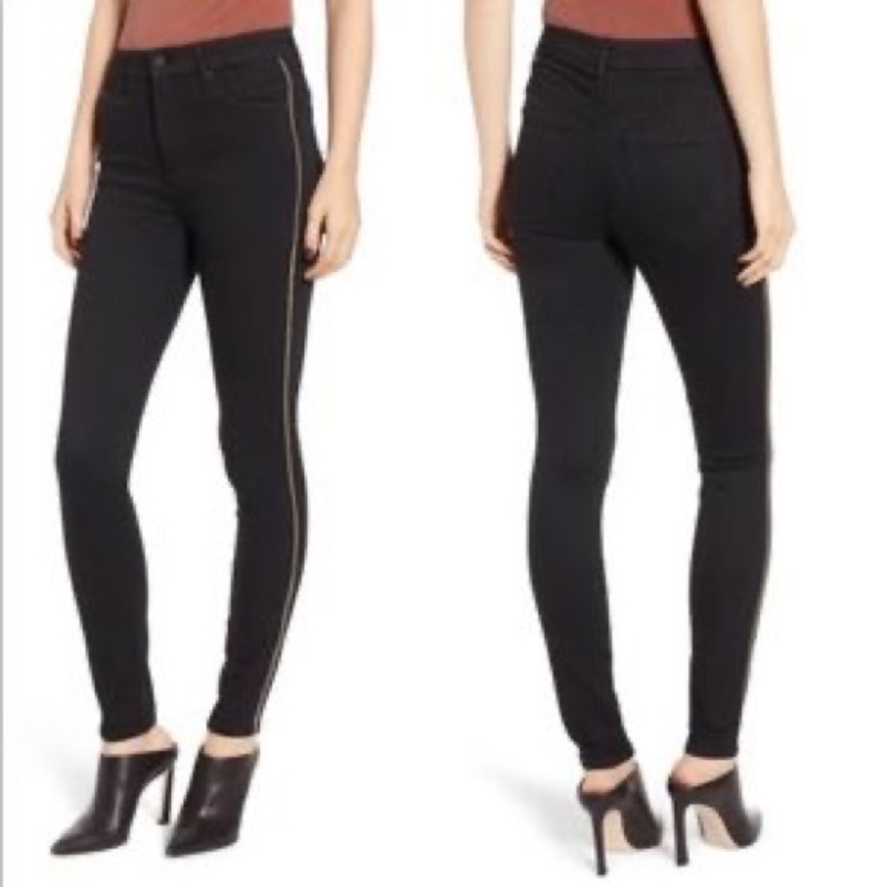 Black MOTHER jeans with gold trim